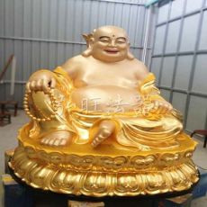 樹(shù)脂佛像寺廟玻璃鋼佛像貼金彩繪方臺(tái)彌勒佛大肚佛 銅坐佛像